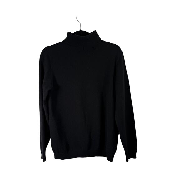 Lands End Black 100% Cashmere Turtleneck Sweater Capsole Minimalist Women Medium - Picture 1 of 6